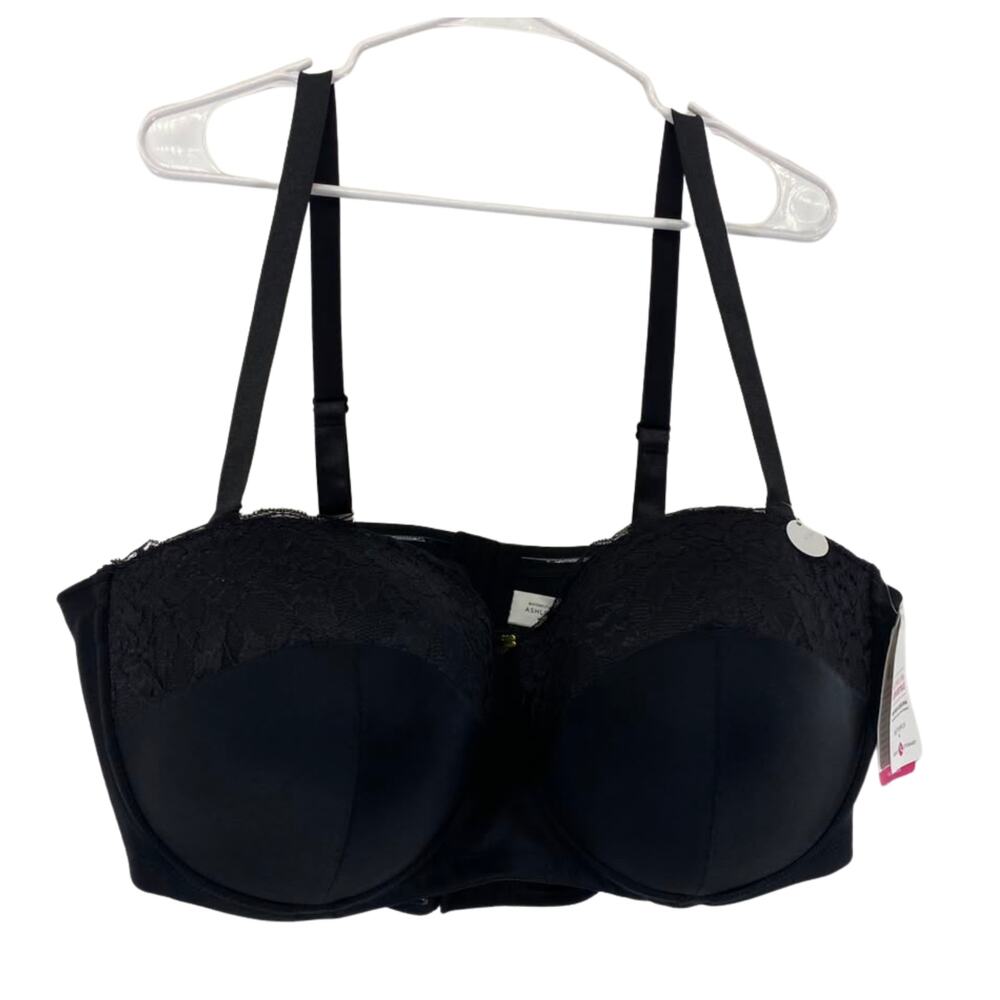 Ashley Stewart Black Butterfly Bra Convertible Sz 46DD